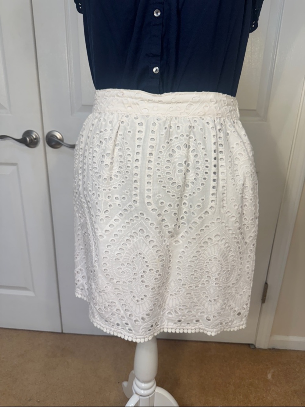 White Eyelet A-Line Skirt